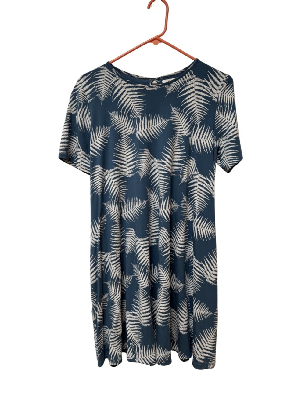 Ava Sky Fighting Eel Summer Beachy Hawaiian Fern Print Mini Dress Pockets M